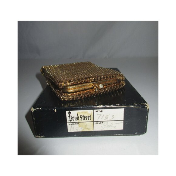 Vintage 40s Bond Street Ltd Gold Mesh Wallet Coin Purse New wBox Germany US Zone - Picture 2 of 10